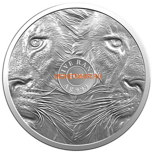 Южная Африка 5 рандов 2019 Лев Большая Африканская Пятерка (South Africa 5R 2019 Lion Big Five 1oz Silver Coin) Блистер.Арт.65 (фото, вид 1)