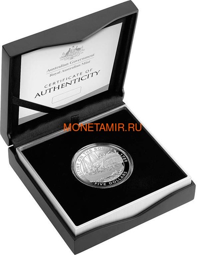 Австралия 5 долларов 2019 Мятеж на Баунти Корабль (Australia 5$ 2019 Mutiny on the Bounty Ship 1 oz Silver Coin).Арт.65 (фото, вид 2)