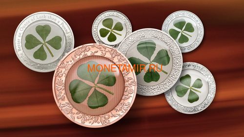 Палау 5 долларов 2020 Клевер Унция Удачи (Palau 5$ 2020 Ounce of Luck 4-leaf Clover 1 oz Silver Coin).Арт.000359357904/65 (фото, вид 2)
