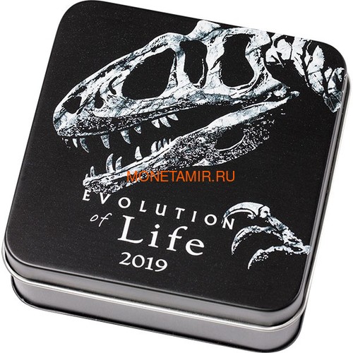 Монголия 500 тугриков 2019 Синраптор Эволюция (Mongolia 500T 2019 Evolution of Life Sinraptor 1oz Silver Coin).Арт.65 (фото, вид 3)