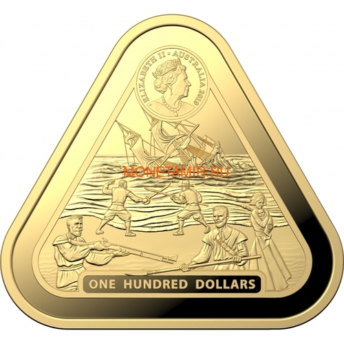  100  2019     (Australia 100$ 2019 Batavia Australian Shipwrecks First Triangular Bullion 1 oz Gold Coin)..65 (,  1)