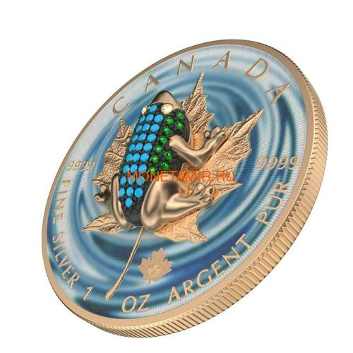 Канада 5 долларов 2019 Кленовый Лист Лягушка (2019 Canada 5$ Maple Leaf Bejeweled Frog 1oz Silver Coin).Арт.65 (фото, вид 1)