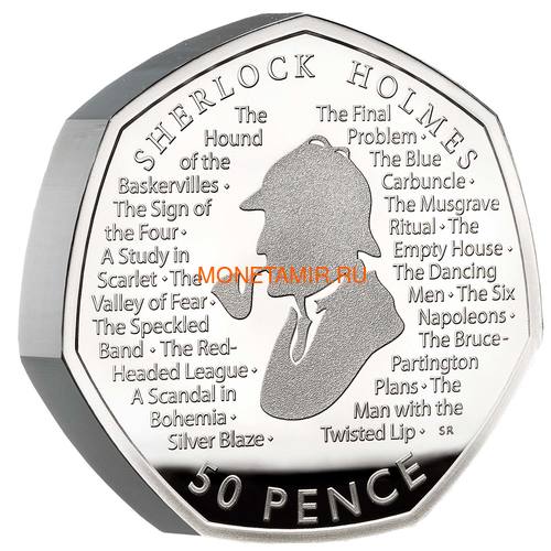  50  2019    (UK 50 pence 2019 Sherlock Holmes Silver Proof Piedfort Coin)..000648557624/65 (,  1)