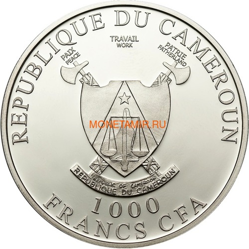 Камерун 1000 франков 2019 Тигр Бриллиант (Cameroon 1000 Francs 2019 Diamond Black Panther 1Oz Silver Coin).Арт.65 (фото, вид 1)