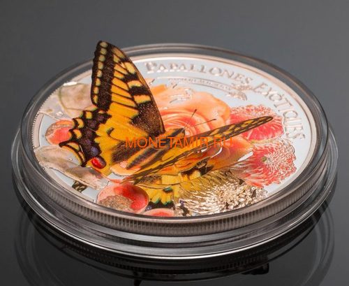 Андорра 5 динеров 2013 Бабочка Махаон серия Экзотические Бабочки 3D (Andorra 5 Diners 2013 Exotic Butterflies Papilio Machaon 3D Silver Coin).Арт.000233242561/60 (фото, вид 1)