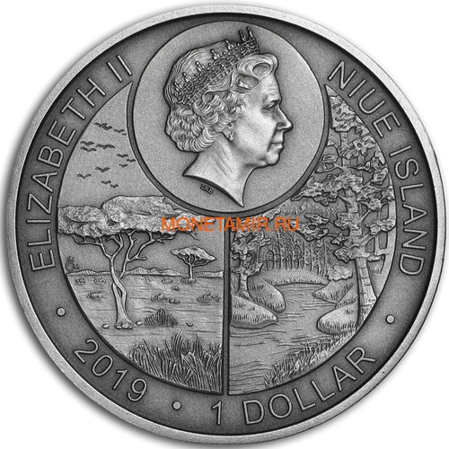  1  2019     (Niue 1$ 2019 Peregrine Falcon Animal Champions 1 oz Silver Coin) ..67 (,  1)