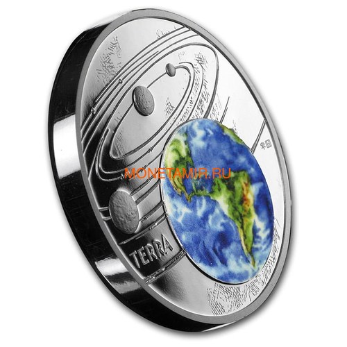 Ниуэ 1 доллар 2019 Солнечная Система Земля (Niue 1$ 2019 Solar System Earth 1Oz Silver Coin).Арт.CZ/67 (фото, вид 1)
