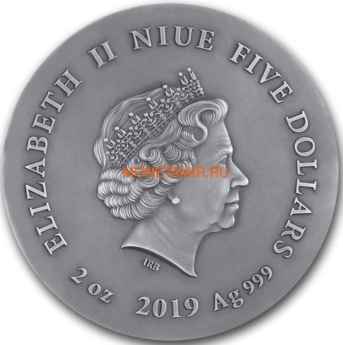  5  2019   (Niue 5$ 2019 Long Eared Owl Asio Otus 2 oz Silver Coin)..65 (,  3)