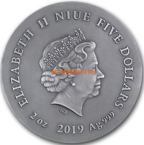 Ниуэ 5 долларов 2019 Ушастая Сова (Niue 5$ 2019 Long Eared Owl Asio Otus 2 oz Silver Coin).Арт.65 (фото, вид 3)