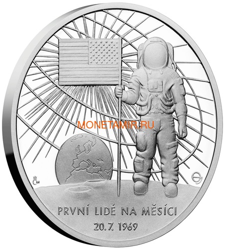 Ниуэ 2 доллара 2019 Первый Человек на Луне Космос (Niue 2$ 2019 First Man on the Moon 1 oz Silver Coin).Арт.CZ/65 (фото, вид 1)