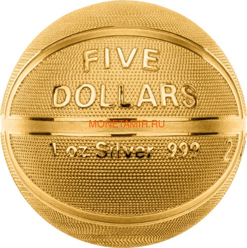 Самоа 5 долларов 2020 Баскетбол Мяч Шар (Samoa 5$ 2020 Basketball 3D 1 Oz Silver Coin Spherical).Арт.65 (фото, вид 1)