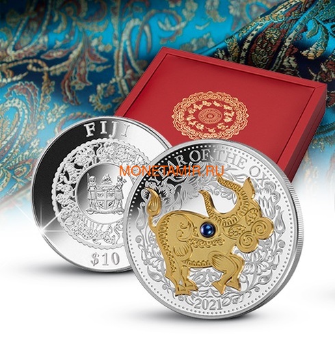 10  2021      (Fiji 10$ 2021 Lunar Ox Pearl 1 Oz Silver Coin)..65 (,  5)