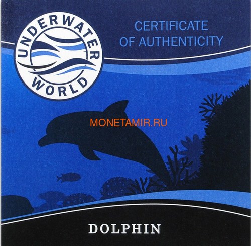 Барбадос 5 долларов 2019 Дельфин Подводный Мир (Barbados 5$ 2019 Dolphin Underwater World 3oz Silver).Арт.69 (фото, вид 6)