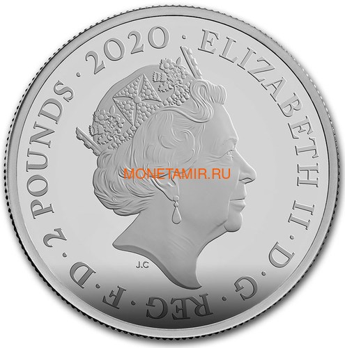Великобритания 2 фунта 2020 Джеймс Бонд (GB 2&#163; 2020 James Bond 1oz Silver Proof Coin).Арт.65 (фото, вид 2)