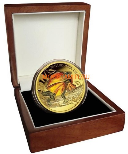 Ниуэ 100 долларов 2014 Плащеносная Ящерица Замечательные Рептилии (Niue $100 2014 Frilled Neck Lizard Remarkable Reptiles 1oz Gold Proof Coin).Арт.85 (фото, вид 3)