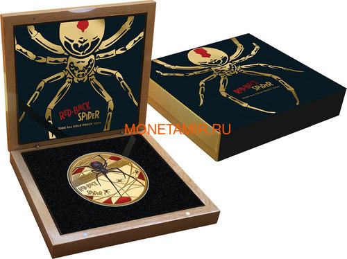 Ниуэ 500 долларов 2020 Красноспинный Паук (Niue 2020 $500 Red-Back Spider Coloured 150th Anniversary 5oz Gold Proof Coin).Арт.90 (фото, вид 2)
