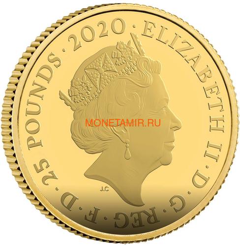 Великобритания 25 фунтов 2020 Обратите Внимание 007 Джеймс Бонд (GB 25&#163; 2020 Pay Attention 007 Quarter-Ounce Gold Proof Coin).Арт.90 (фото, вид 1)