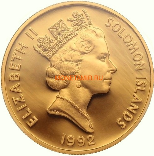 Соломоновы острова 100 долларов 1992 Битва в Коралловом Море (Solomon Isl 100$ 1992 50th Anniversary of the Battle of the Coral Sea 1oz Gold Coin).Арт.K1,8G/92 (фото, вид 1)