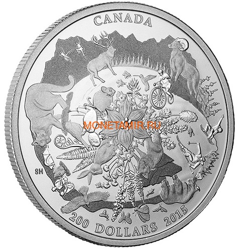 Канада 200 долларов 2015 Канадские Скалистые Горы серия Пейзажи Севера (Canada 200$ 2015 Canada’s Rugged Mountains 2oz Silver Coin).Арт.60 (фото, вид 1)