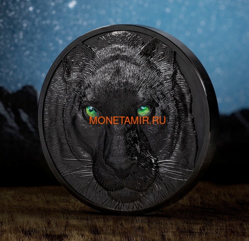 Палау 50 долларов 2021 Черная Пантера Килограмм ( Palau 50$ 2021 Black Panther Hunters by Night Kilo Silver Coin ).Арт.92 (фото, вид 1)