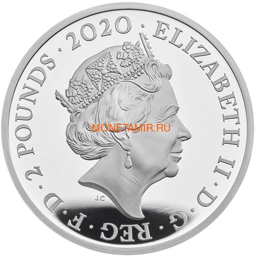 Великобритания 2 фунта 2020 Дэвид Боуи Легенды Музыки ( GB 2&#163; 2020 David Bowie Music Legends 1oz Silver Proof Coin ).Арт.92E (фото, вид 1)