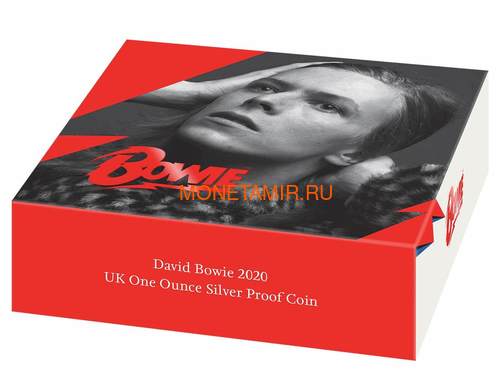 Великобритания 2 фунта 2020 Дэвид Боуи Легенды Музыки ( GB 2&#163; 2020 David Bowie Music Legends 1oz Silver Proof Coin ).Арт.92E (фото, вид 3)