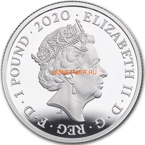 Великобритания 1 фунт 2020 Дэвид Боуи Легенды Музыки ( GB 1&#163; 2020 David Bowie Music Legends Half oz Silver Proof Coin ).Арт.92E (фото, вид 1)
