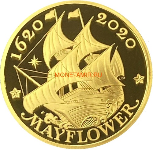 Великобритания 100 фунтов 2020 Мэйфлауэр Корабль Слаб ( GB 100&#163; 2020 Mayflower 1oz Gold Proof Coin NGC PR70 UC ).Арт.92E (фото, вид 1)