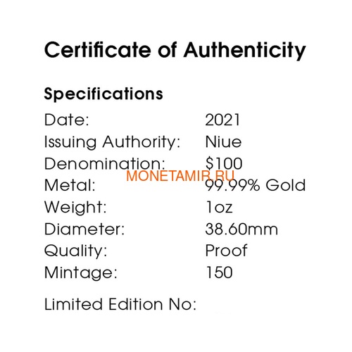  100  2021     ( Niue 2021 $100 Stingray Deadly and Dangerous 1oz Gold Proof Coin ).92 (,  4)