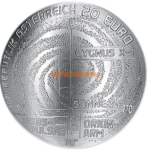 Австрия 20 евро 2021 Млечный Путь Космос (Austria 20E 2021 Milky Way Silver Coin).Арт.92 (фото, вид 1)