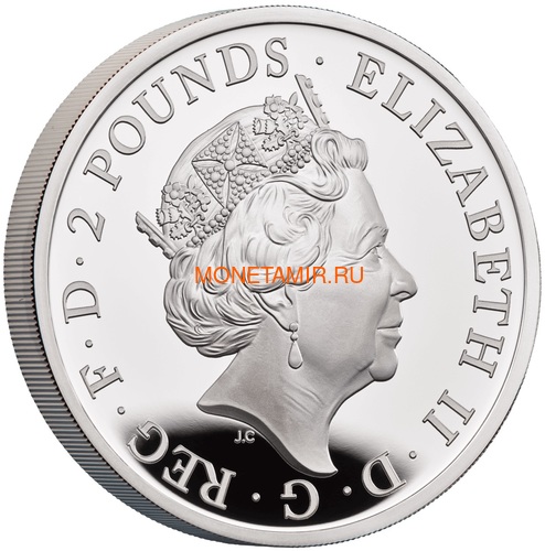 Великобритания 2 фунта 2021 Звери Королевы (GB 2&#163; 2021 Queen's Beast 1oz Silver Proof Coin).Арт.92 (фото, вид 1)
