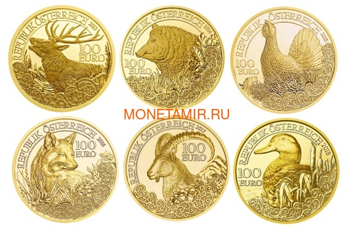  100  2013-2018            6  (Austria 100E Wildlife in our Sights Gold Coin Set)..92 (,  2)
