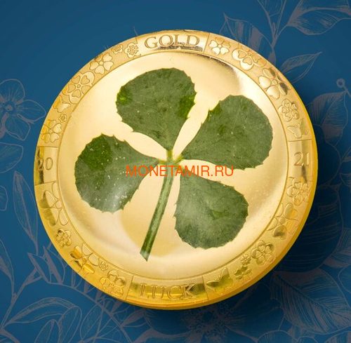  1  2021    (Palau 1$ 2021 Good Luck 4-leaf Clover Gold Coin)..92 (,  1)
