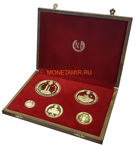  20000 10000 5000 3000 1000  1969  11      5  (Gabon 20000 10000 5000 3000 1000 Francs Apollo 11 Space Gold 5 Coin Set). . 6-10/60 (,  9)