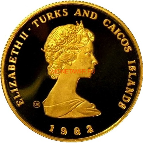 Теркс и Кайкос 100 крон 1982 Футбол Чемпионат Мира Два Игрока (Turks and Caicos Isl 100 Crown 1982 World Soccer Championship Gold Coin).Арт.E92 (фото, вид 1)