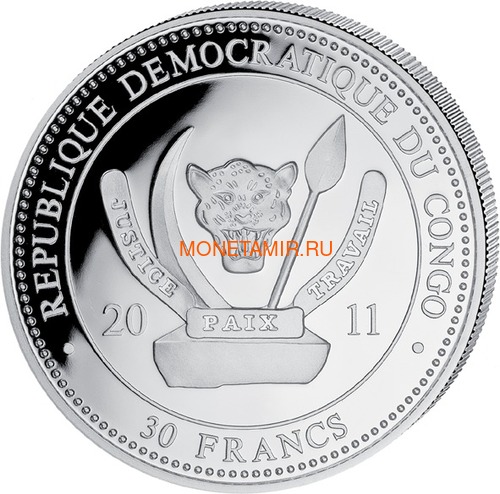 Конго 4x30 франков 2011 Большие Кошки Гепард Лев Леопард Тигр Набор 4 Монеты (Congo 4x30 Francs 2011 Big Cats Silver Coin Set).Арт.000739737383 (фото, вид 5)