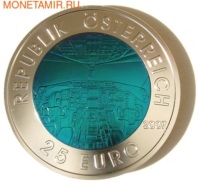 Австрия 25 евро 2007. &quot;Австрийская авиация&quot; (фото, вид 1)