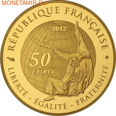 Франция 50 евро 2012 Дзюдо Олимпийские игры (France 50E 2012 Judo Olympic Games Gold Coin).Арт.90 (фото, вид 1)