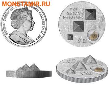 Британские Виргинские Острова 10 долларов 2013.&quot;Великие Пирамиды&quot;-3D.Арт.000663046719 (фото, вид 2)