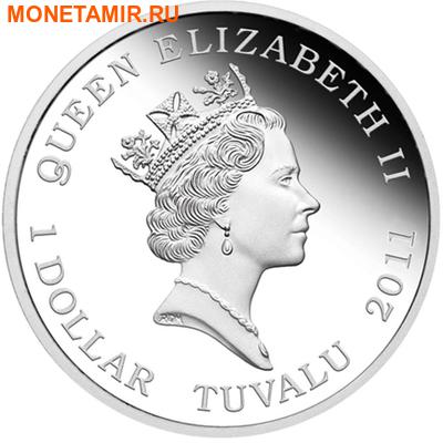 Тувалу 1 доллар 2011 Кубомедуза серия Смертельно Опасные (Tuvalu 1$ 2011 Deadly and Dangerous Box Jellyfish 1oz Silver Coin).Арт.000309434906/92 (фото, вид 1)