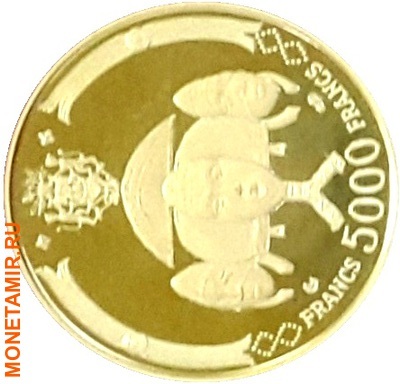 Габон 20000 10000 5000 3000 1000 франков 1969 Аполлон 11 Полет на Луну Космос Набор 5 Монет (Gabon 20000 10000 5000 3000 1000 Francs Apollo 11 Space Gold 5 Coin Set). Арт. КМ6-10/60 (фото, вид 3)