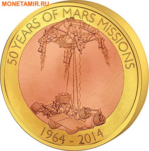 Самоа 1 доллар 2014.50 лет миссии на Марс.Космос.Летающая монета.(50 Years of Mars Mission).Арт.60 (фото, вид 1)