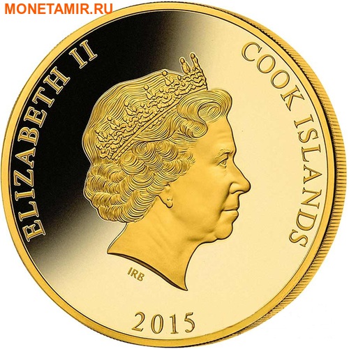 Острова Кука 200 долларов 2015 Пароход Миссисипи Перламутр (Cook Isl 200$ 2015 Mississippi Steamboat Mother of Pearl 5Oz Gold Coin Proof).Арт.60 (фото, вид 1)