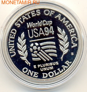 Футболисты с мячом. Соединенные Штаты Америки 1 доллар 1994. (фото, вид 1)