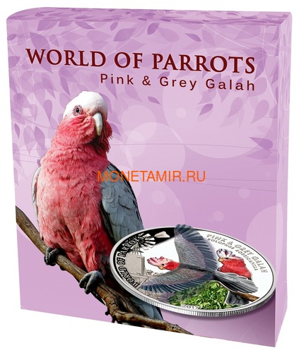 Острова Кука 5 долларов 2017 Розовый Какаду – Мир попугаев 3D (Cook Isl. 5$ 2017 Pink & Grey Galah 3D The World of Parrots).Арт.60/Sch (фото, вид 6)