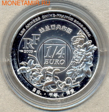 Франция 1/4 евро 2008. Шанхай (фото, вид 1)