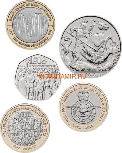 Великобритания Полный годовой набор 2018 (The 2018 UK Brilliant Uncirculated Annual Coin Set).Арт.60 (фото, вид 1)