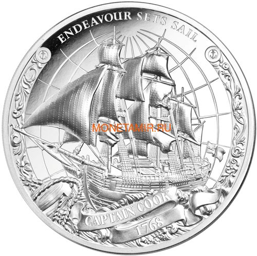   35  2018    3  (Cook Isl. 3x5$ 2018 Captain Cook 3 coin Set Ship Ultra High Relief 1oz Silver Proof)..60 (,  1)