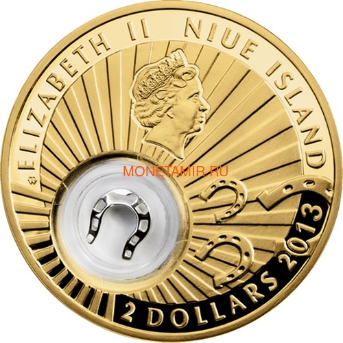Ниуэ 2 доллара 2013 Подкова Коровка Монеты на Удачу (Niue 2$ 2013 Lucky Coin Horseshoe GPL).Арт.000330349055/60 (фото, вид 1)