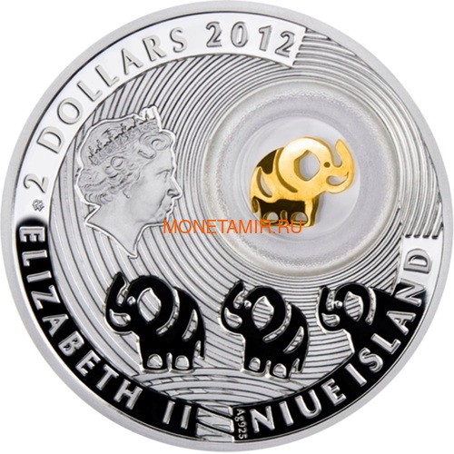 Ниуэ 2 доллара 2012 Слон Монеты на Удачу (Niue 2$ 2012 Lucky Coin Elephant).Арт.000307149041/60 (фото, вид 1)